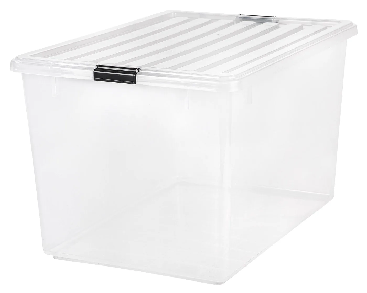 132 Quart Large Storage Bin Utility Tote Organizing Container Box with Buckle Down Lid for Clothes Storage, 3 Pack, Clear