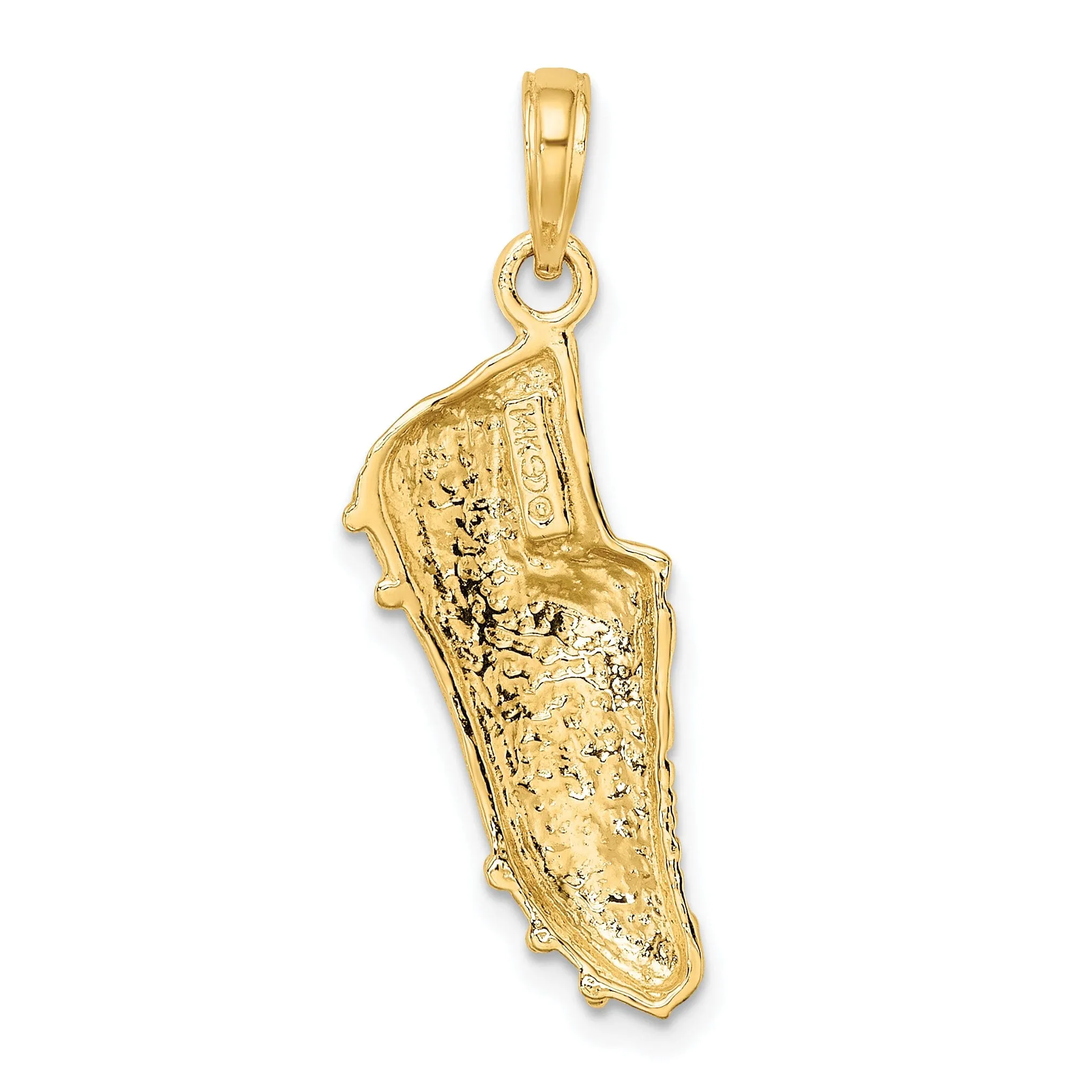 14K Yellow Gold Polished Concave Soccer Cleat Shoe Charm Pendant