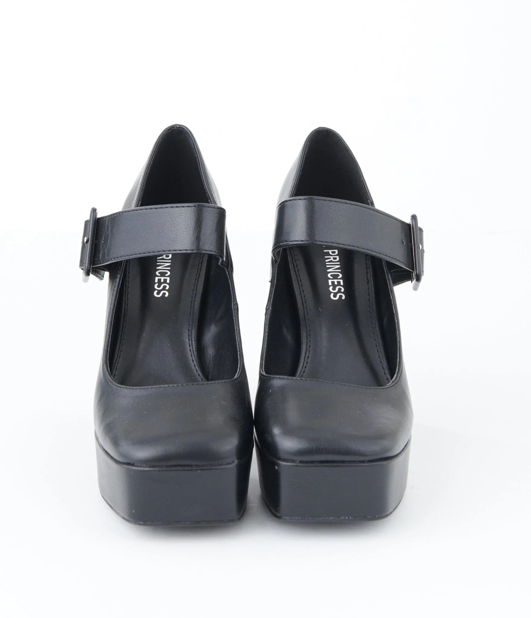 1970s Black Leatherette Platform Mary Jane Heels