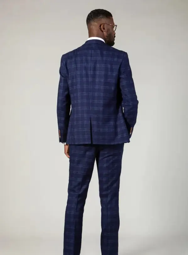 2-Piece Blue Checkered Suit - Marc Darcy Chigwell Tweedsuit 2pc