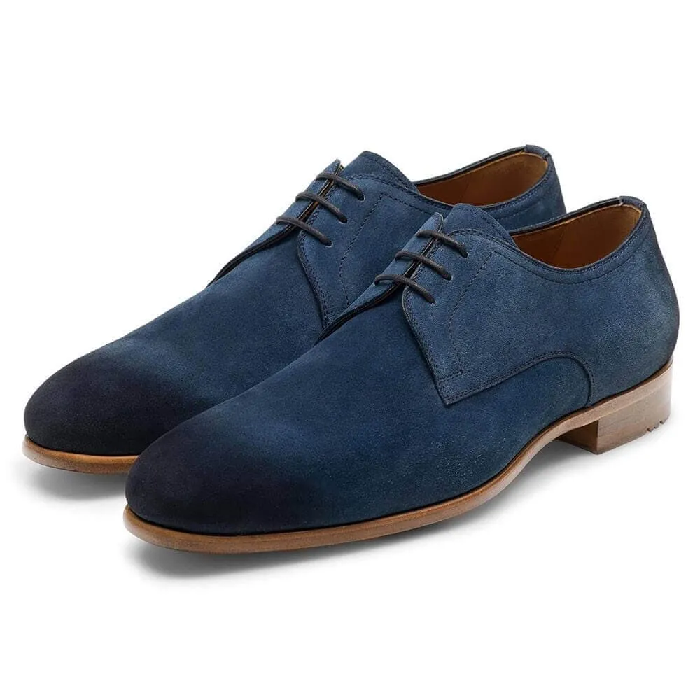 7 CM / 2.76 Inches - CMR CHAMARIPA Elevator Dress Shoes - Raised Shoes - Navy Suede Plain Toe Customized Derby Men Shoes