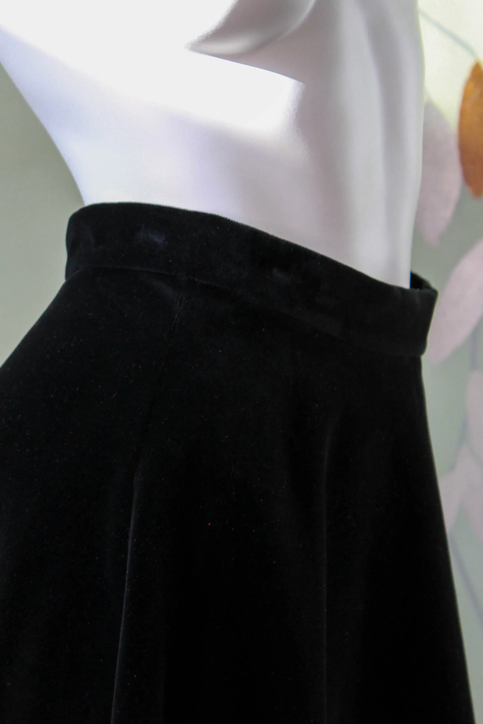 90s Laura Ashley Black Velvet Skirt, Waist 27"