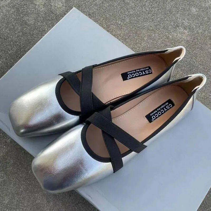 Advbridge  New Trend Mix Color Mary Jane Flats Shoes Women Fashion Square Toe Shallow Slip On Ballerinas Ladies Dress Flats Heel Shoes