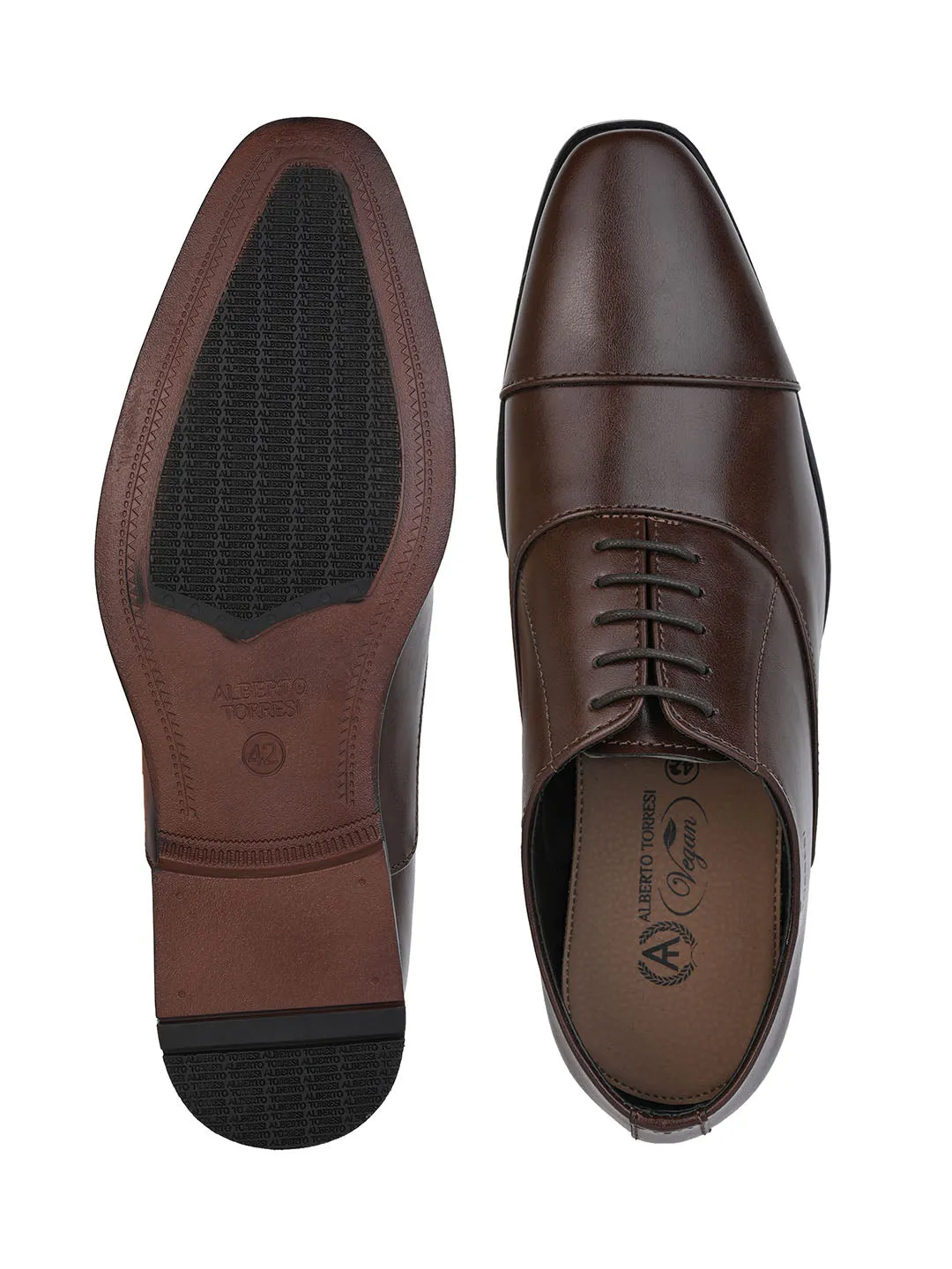 Alberto Torresi Men's Formal Shoes Synthetic Brown Lace-Up Design