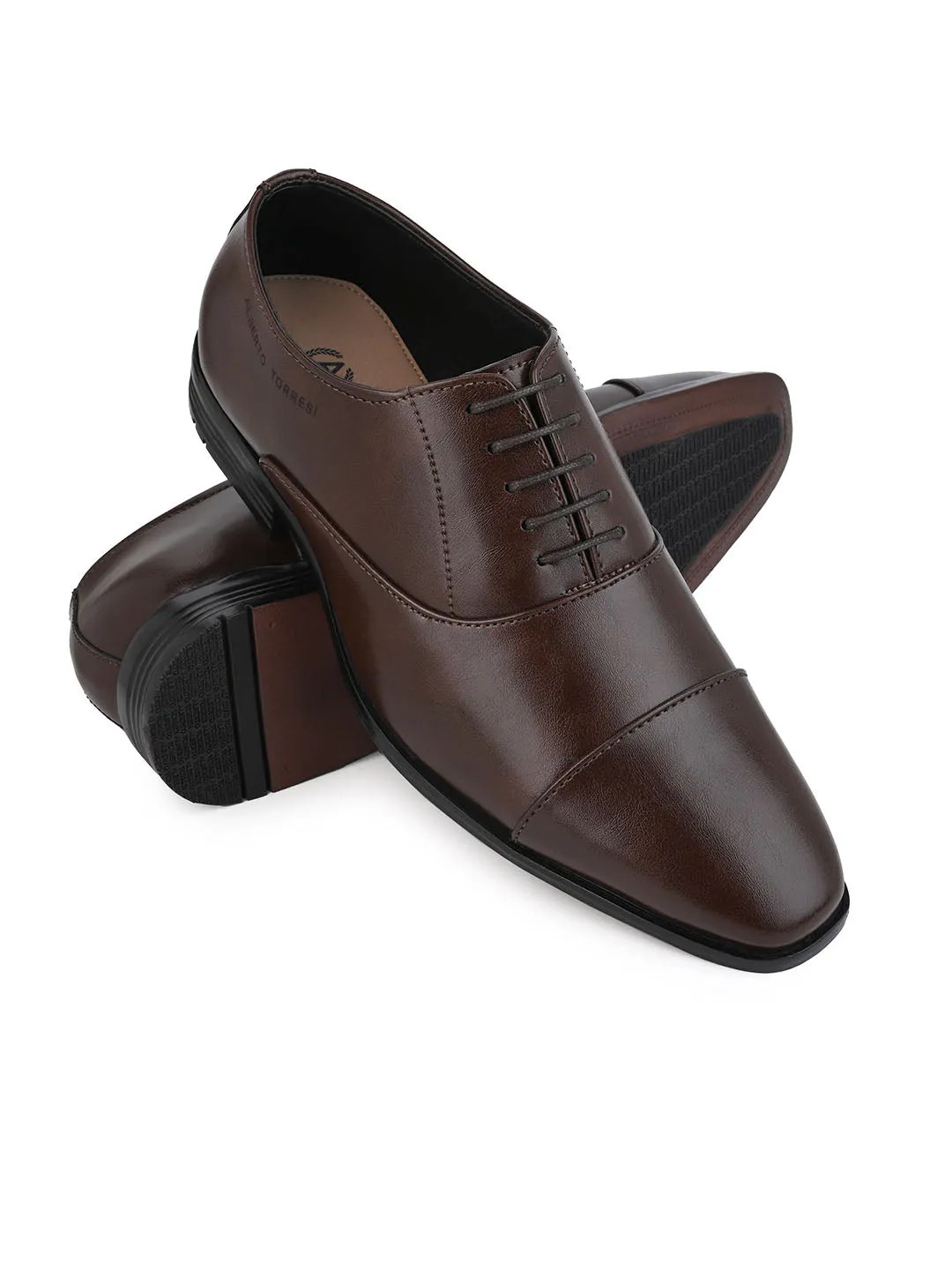 Alberto Torresi Men's Formal Shoes Synthetic Brown Lace-Up Design