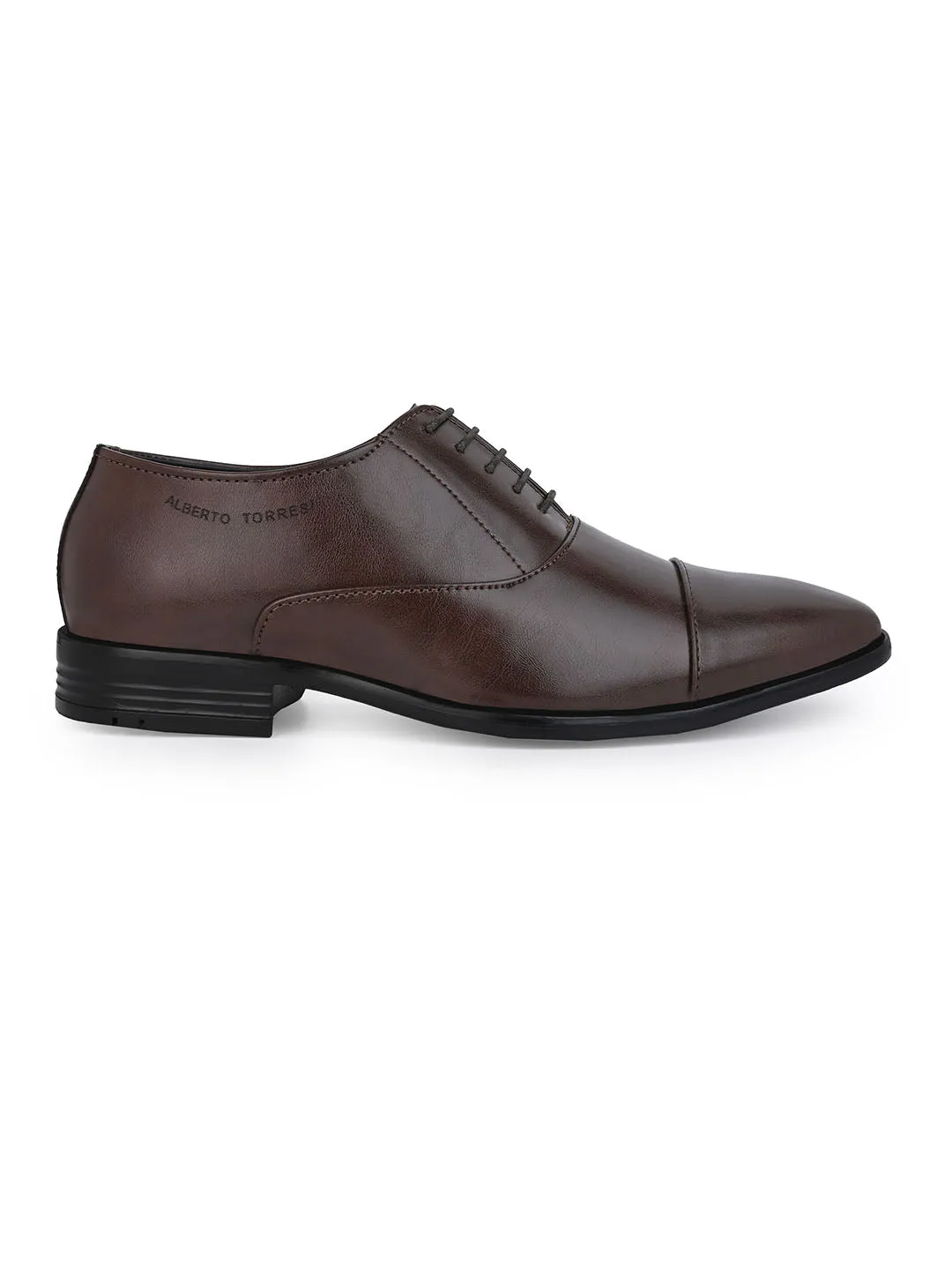 Alberto Torresi Men's Formal Shoes Synthetic Brown Lace-Up Design