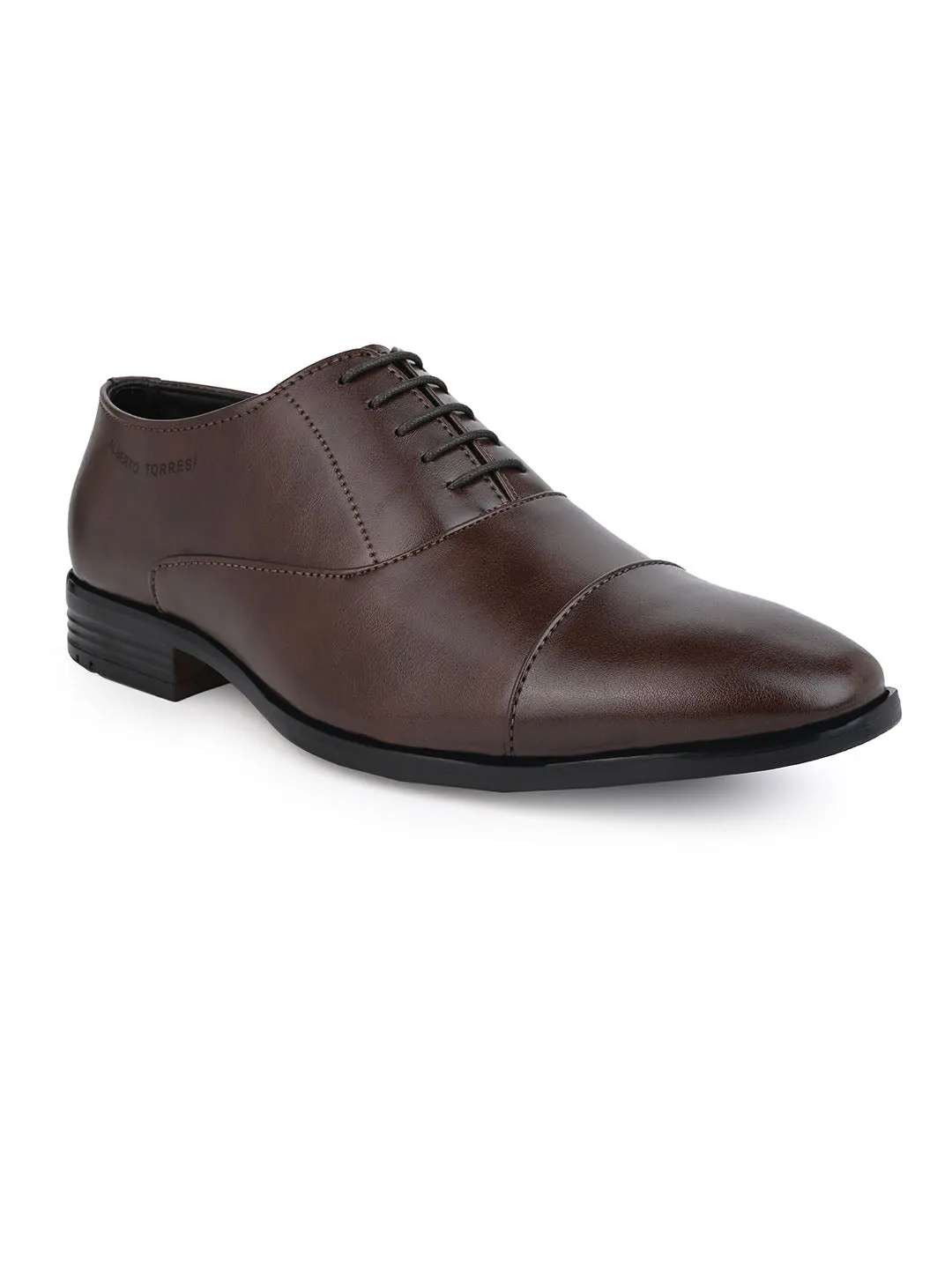 Alberto Torresi Men's Formal Shoes Synthetic Brown Lace-Up Design