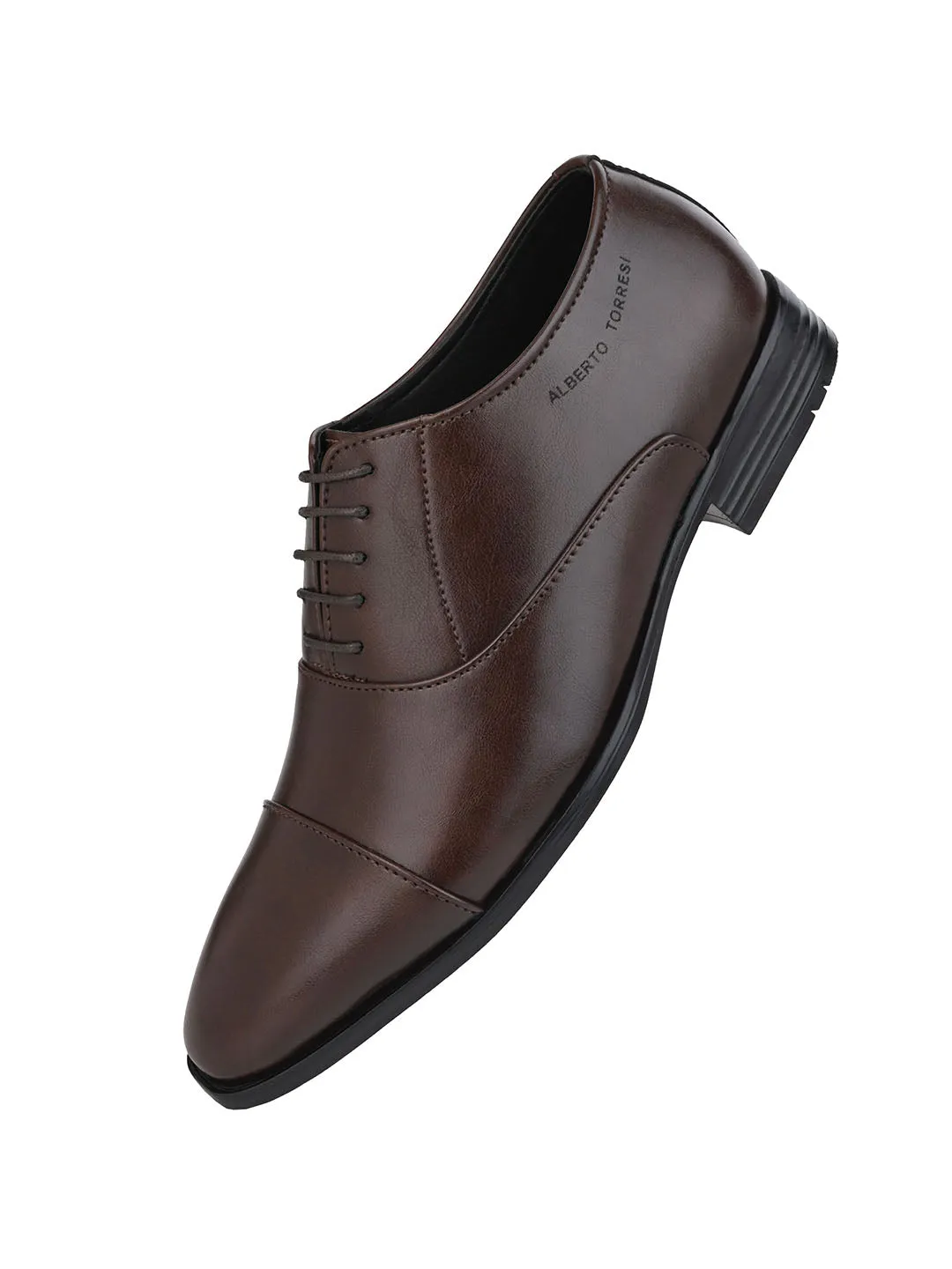 Alberto Torresi Men's Formal Shoes Synthetic Brown Lace-Up Design