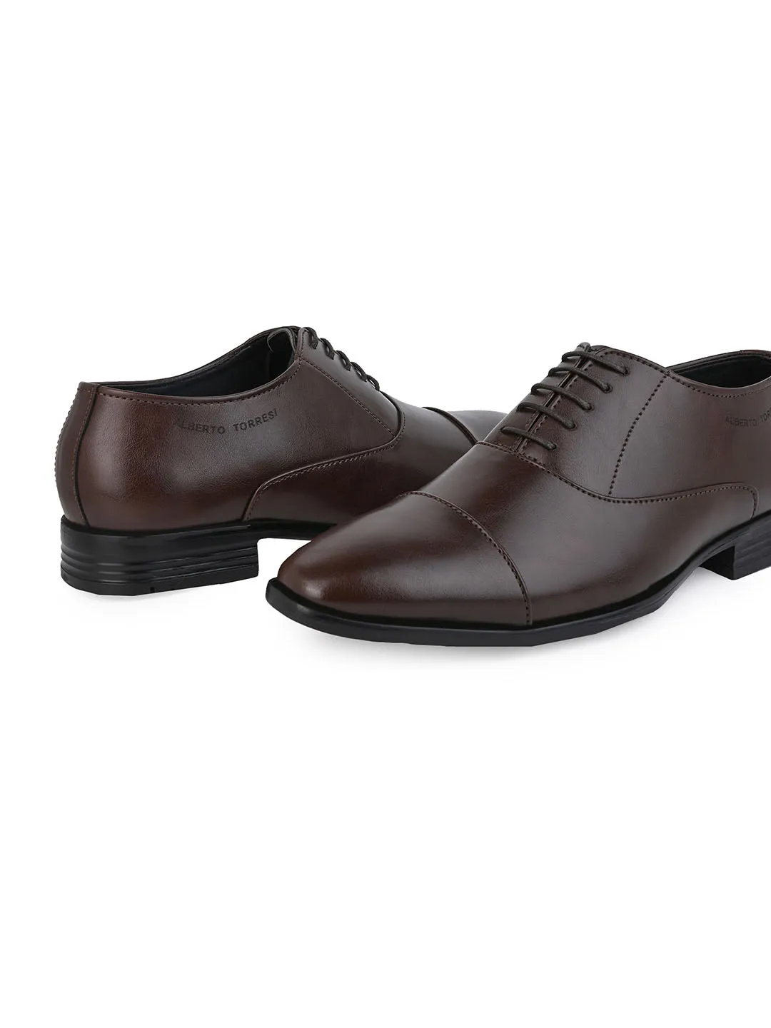 Alberto Torresi Men's Formal Shoes Synthetic Brown Lace-Up Design