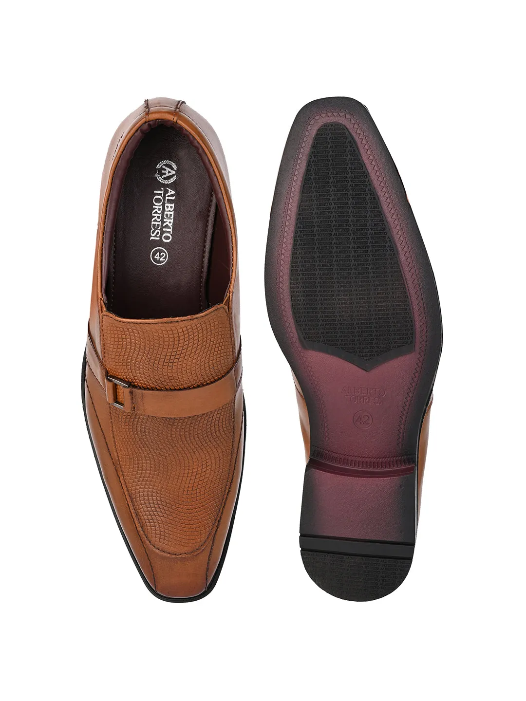 Alberto Torresi Synthetic Tan Slip On Formal Shoes