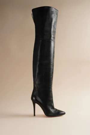 Allora OTK Boot in Black Midnight Leather