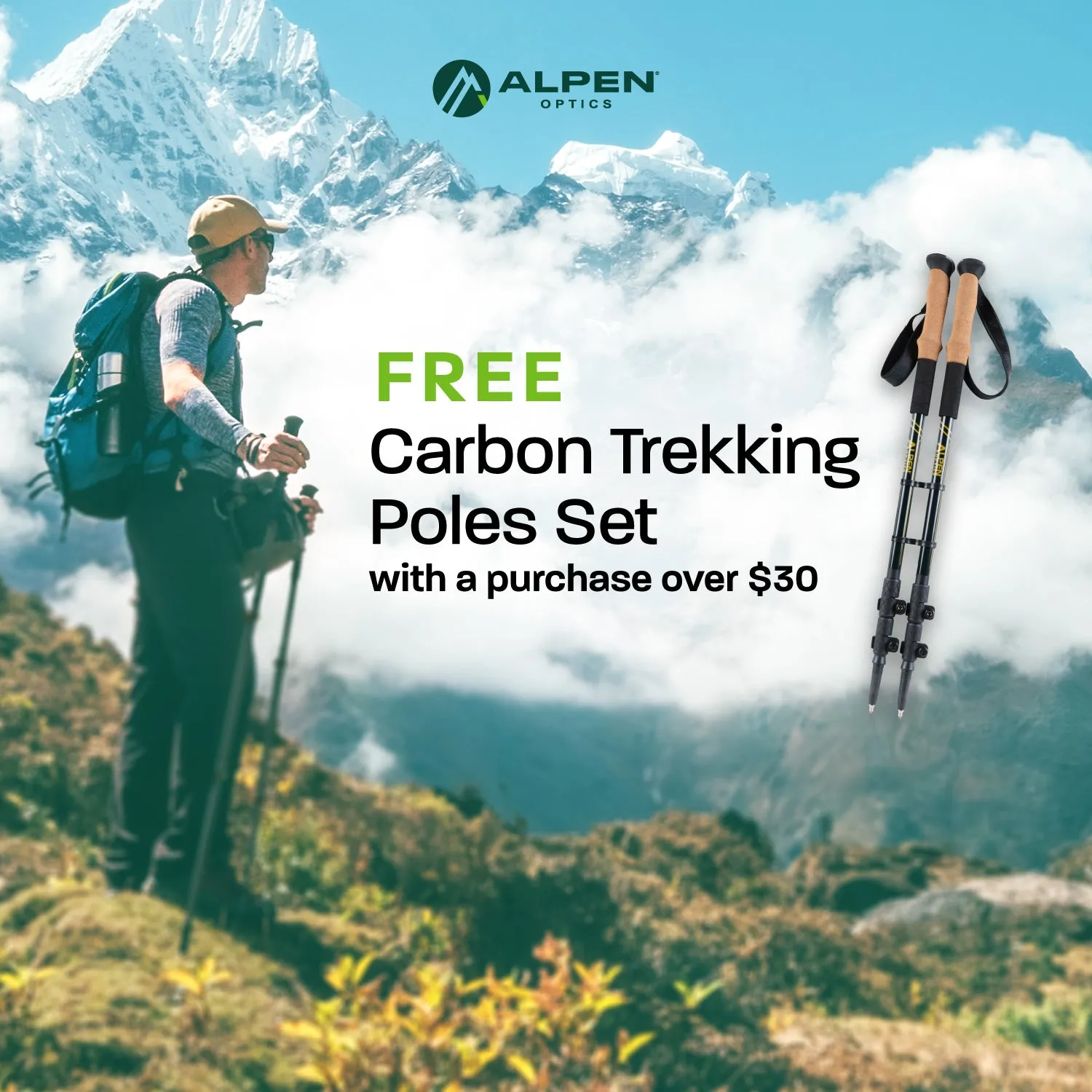 Alpen Carbon Trekking Poles Set