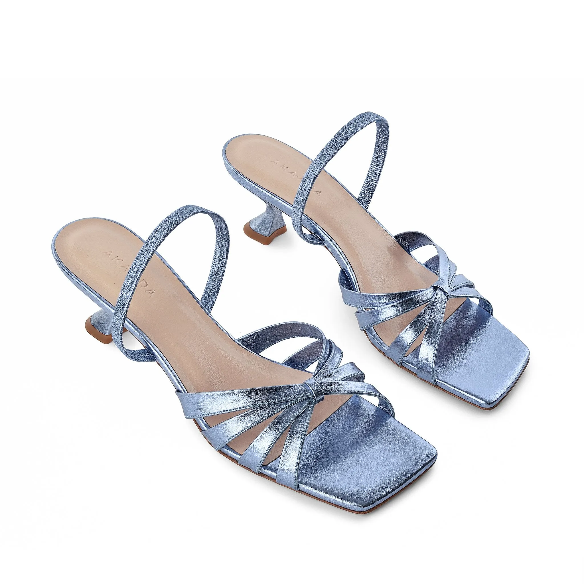 Amaya Blue Metallic Leather Sandals