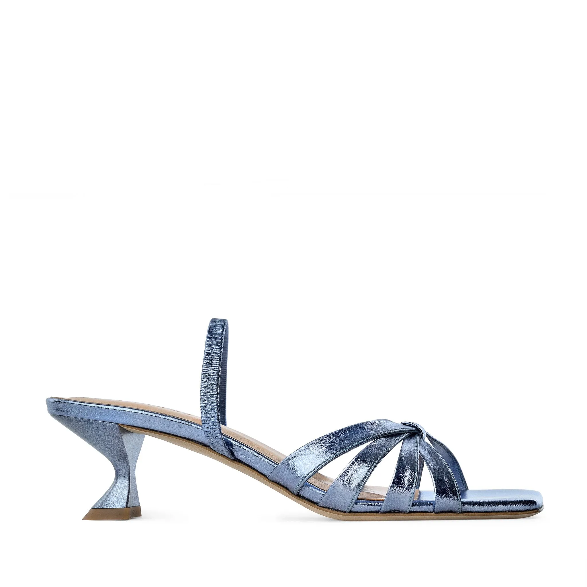 Amaya Blue Metallic Leather Sandals