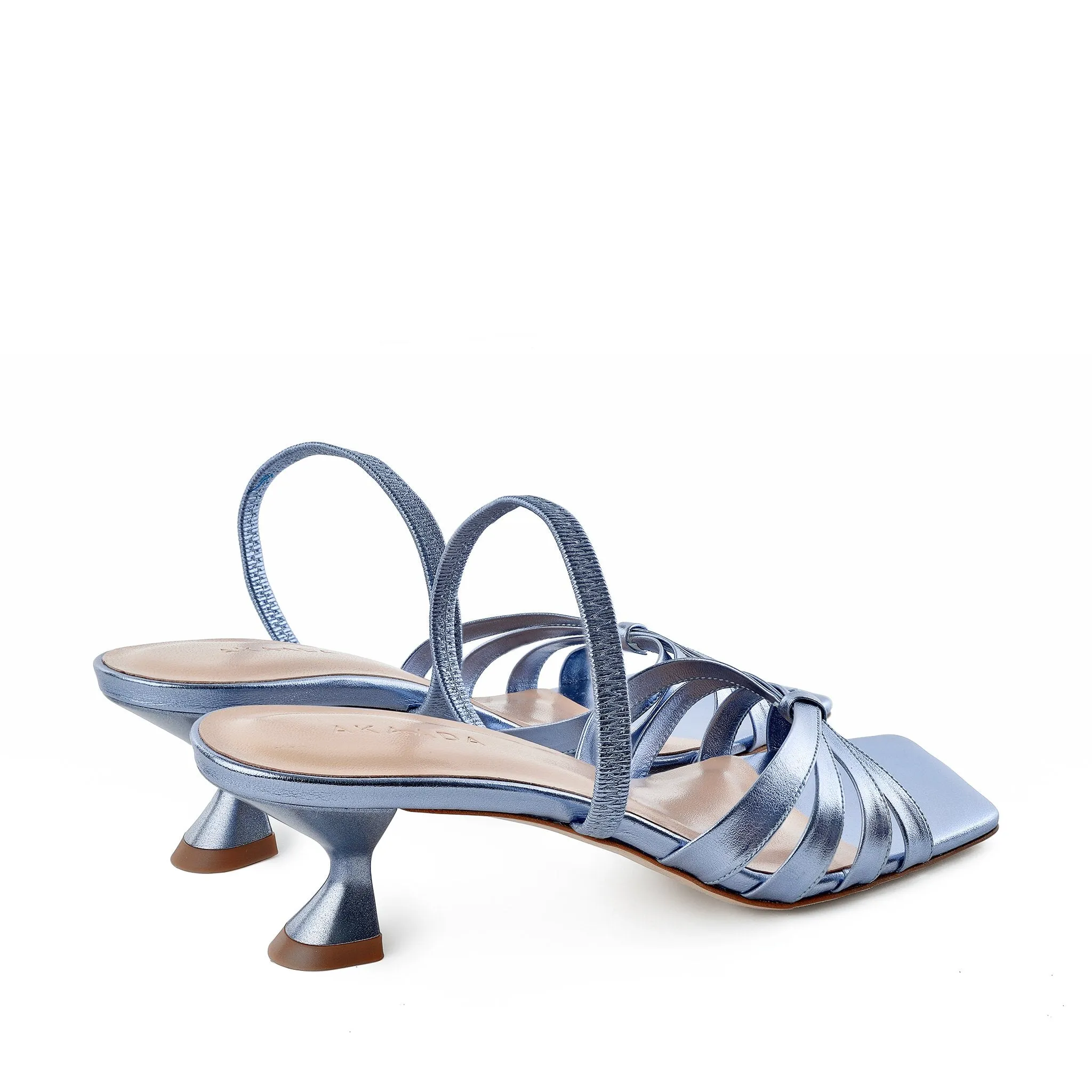 Amaya Blue Metallic Leather Sandals