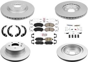 AmeriPro Coated Brake Rotors Ceramic Brake Pads for Nissan Rogue 2014-2018 2 Row