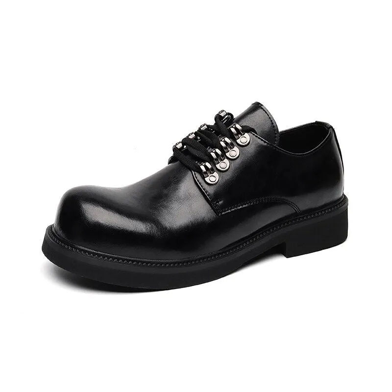 Amozae- Gye Round Toe Lace-Up Chunky Sole Derby Shoes