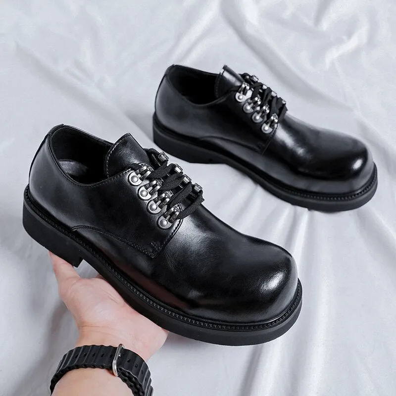 Amozae- Gye Round Toe Lace-Up Chunky Sole Derby Shoes