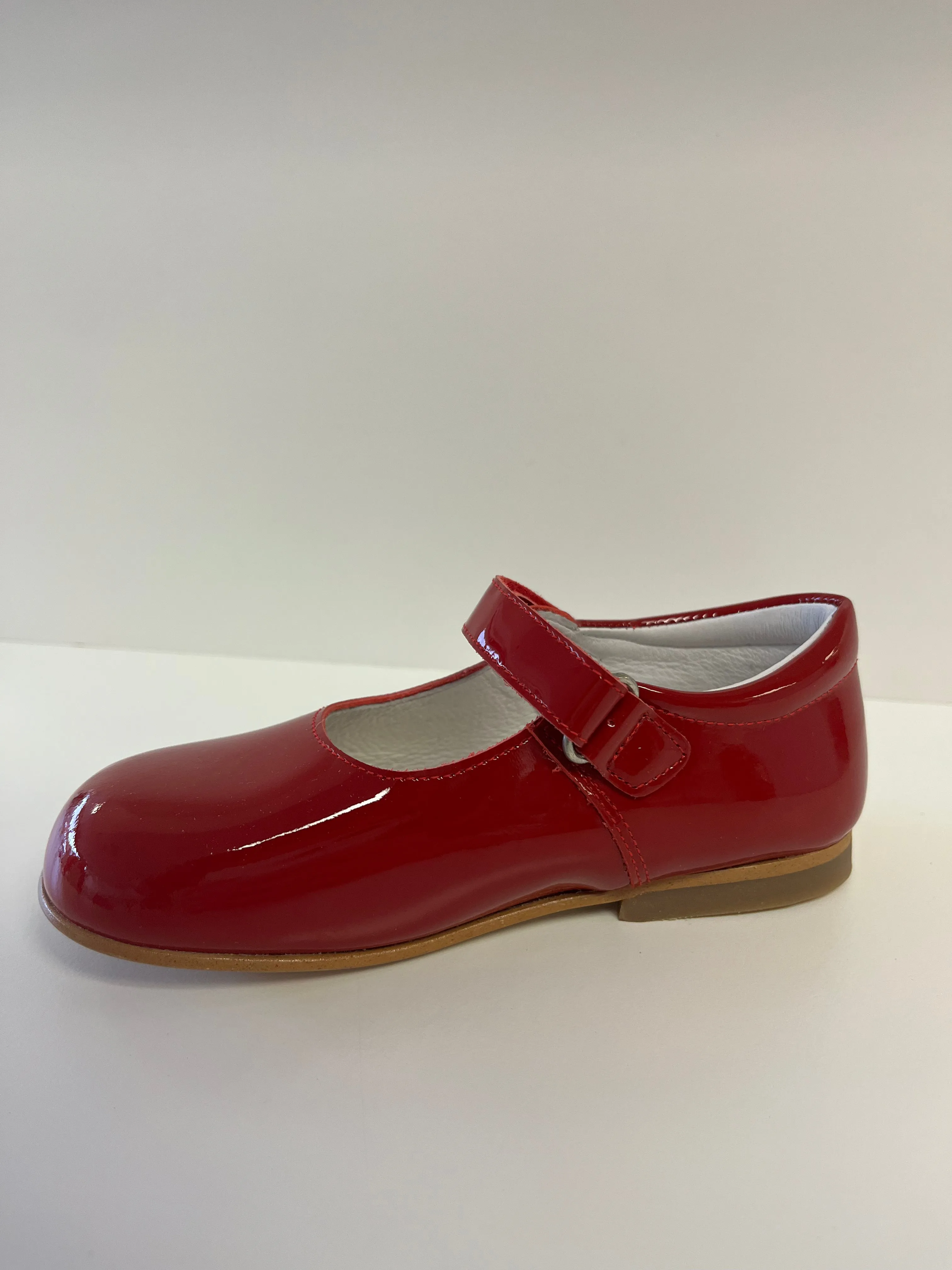 Andanines Red Patent Velcro Simple Strap Mary Janes