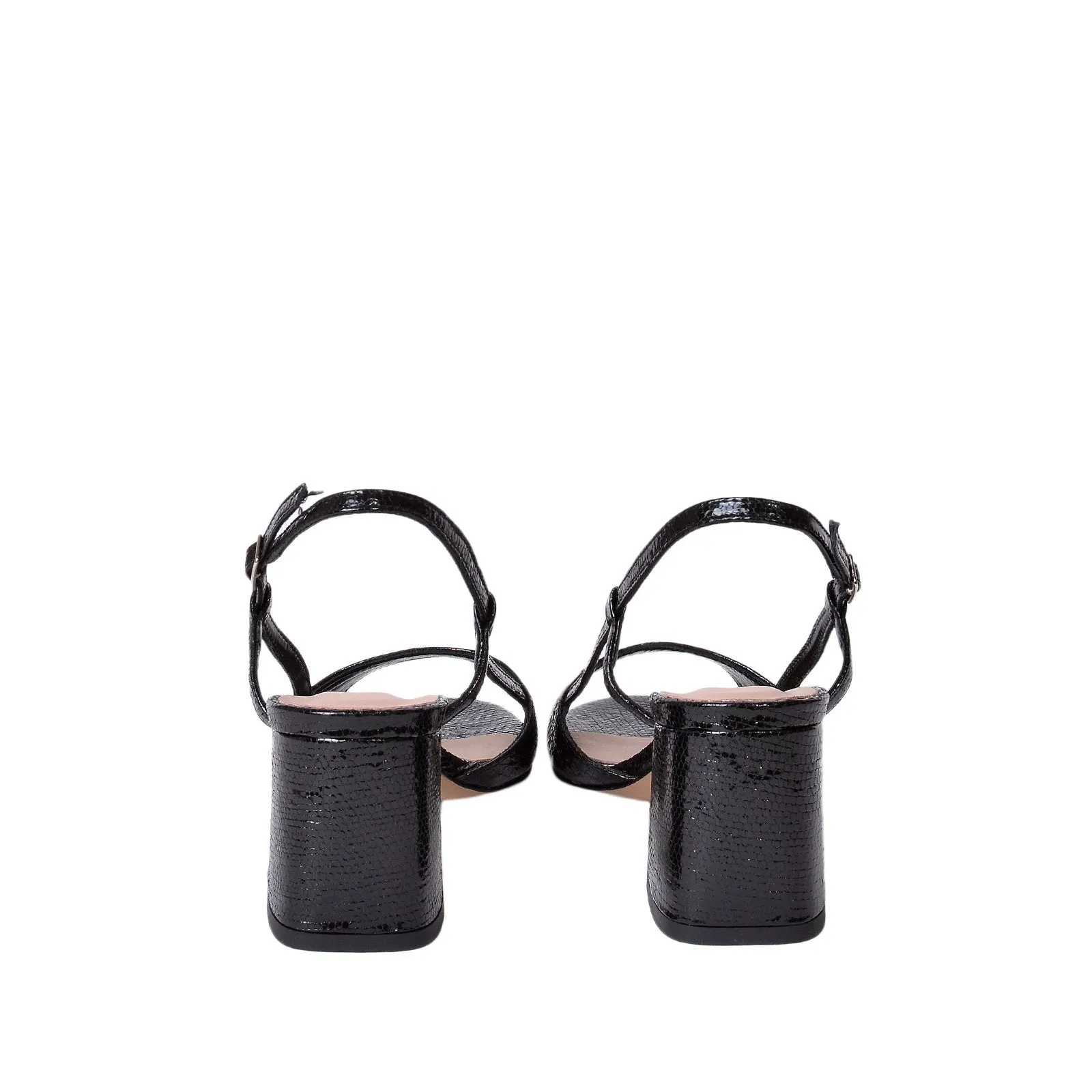 Anya Black Snake Sandals