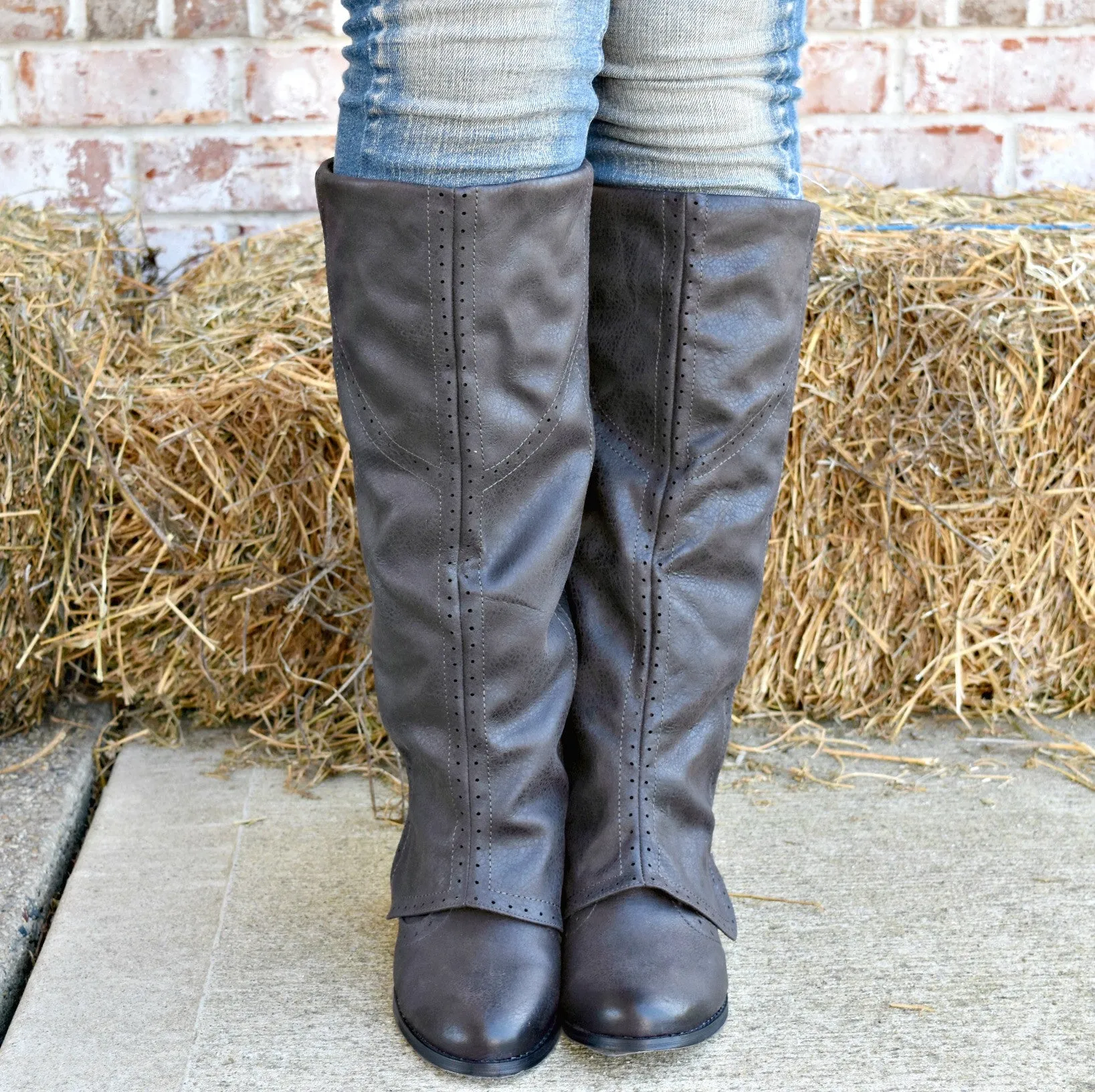 Attention To Detail Bailey Button Boots: Charcoal