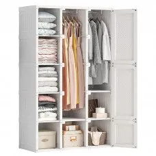 Beautiful Heavy Duty  Portable Closet | Foldable Wardrobe Storage | Clothing Organizer |  Magnetic Doors | 11 Doors 2 Hangers