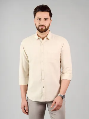 Beige Solid Slim Fit Casual Shirt | Greenfibre