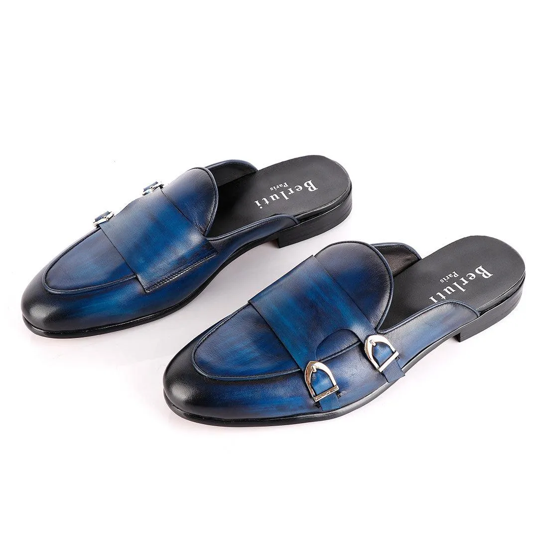 Berluti Double Monk Strap Blue Half Shoe