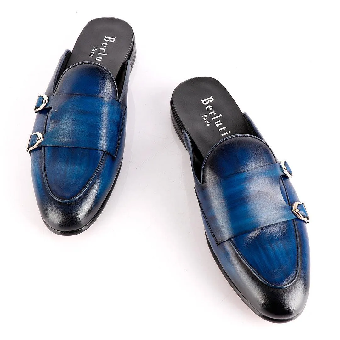 Berluti Double Monk Strap Blue Half Shoe