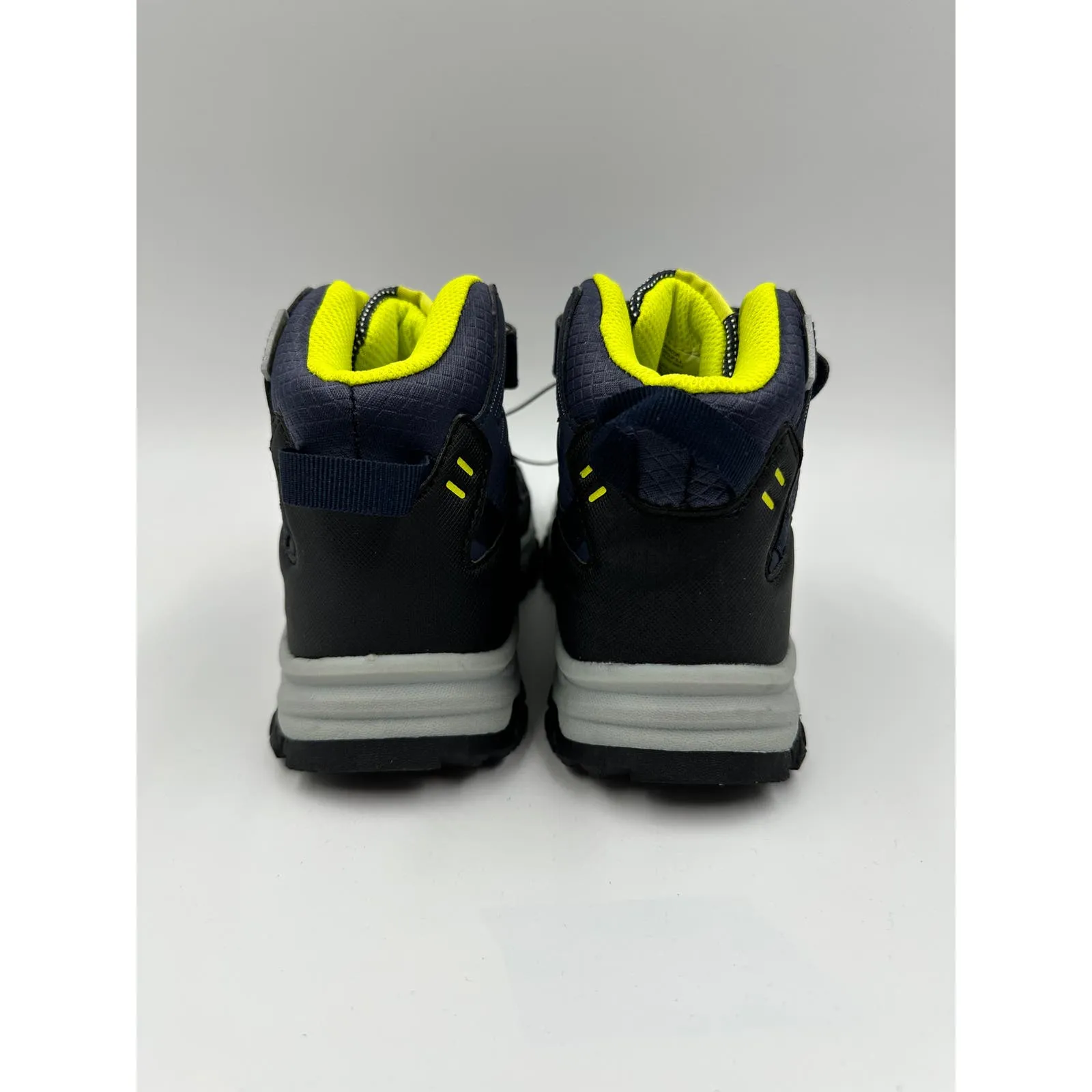 Big Kid Size 2.5, Navy High Top Hikers w/ Black and Lime Green Accents