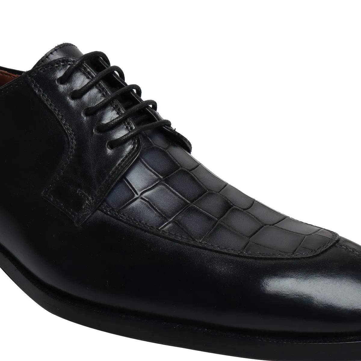 Black & Deep Cut Grey Leather Lace-Up Derby Shoe by Brune & Bareskin