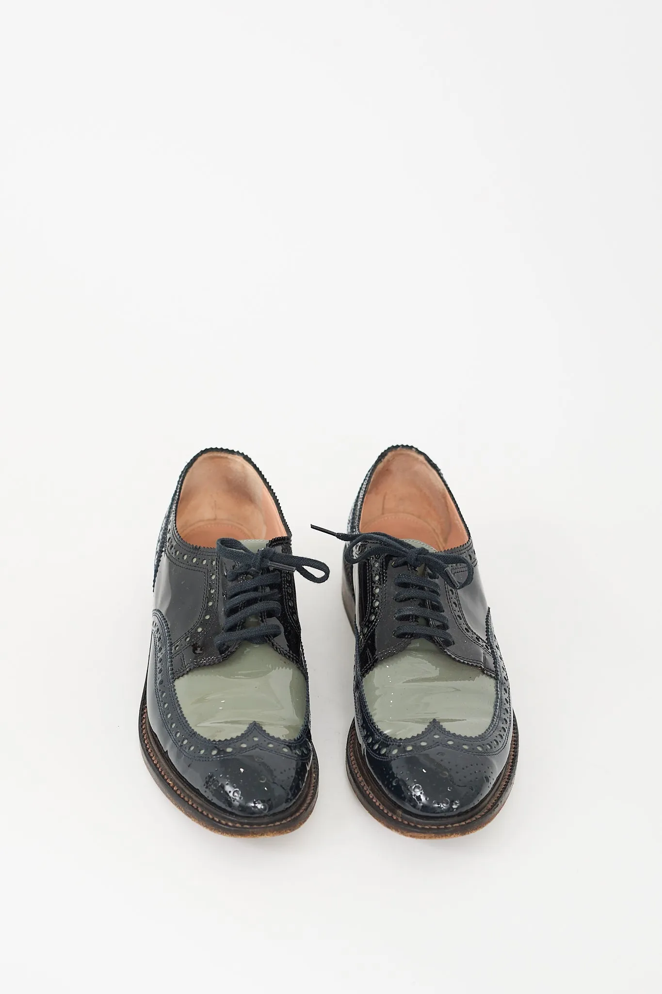 Black & Grey Patent Leather Brogue Derby