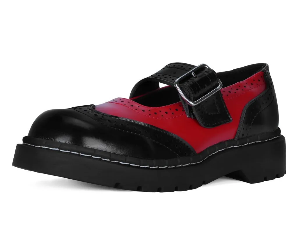 Black & Red Brogue Mary Jane