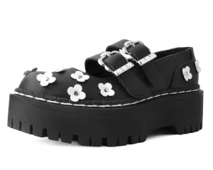 Black & White TUKskin™ Flower Double Decker Mary Jane