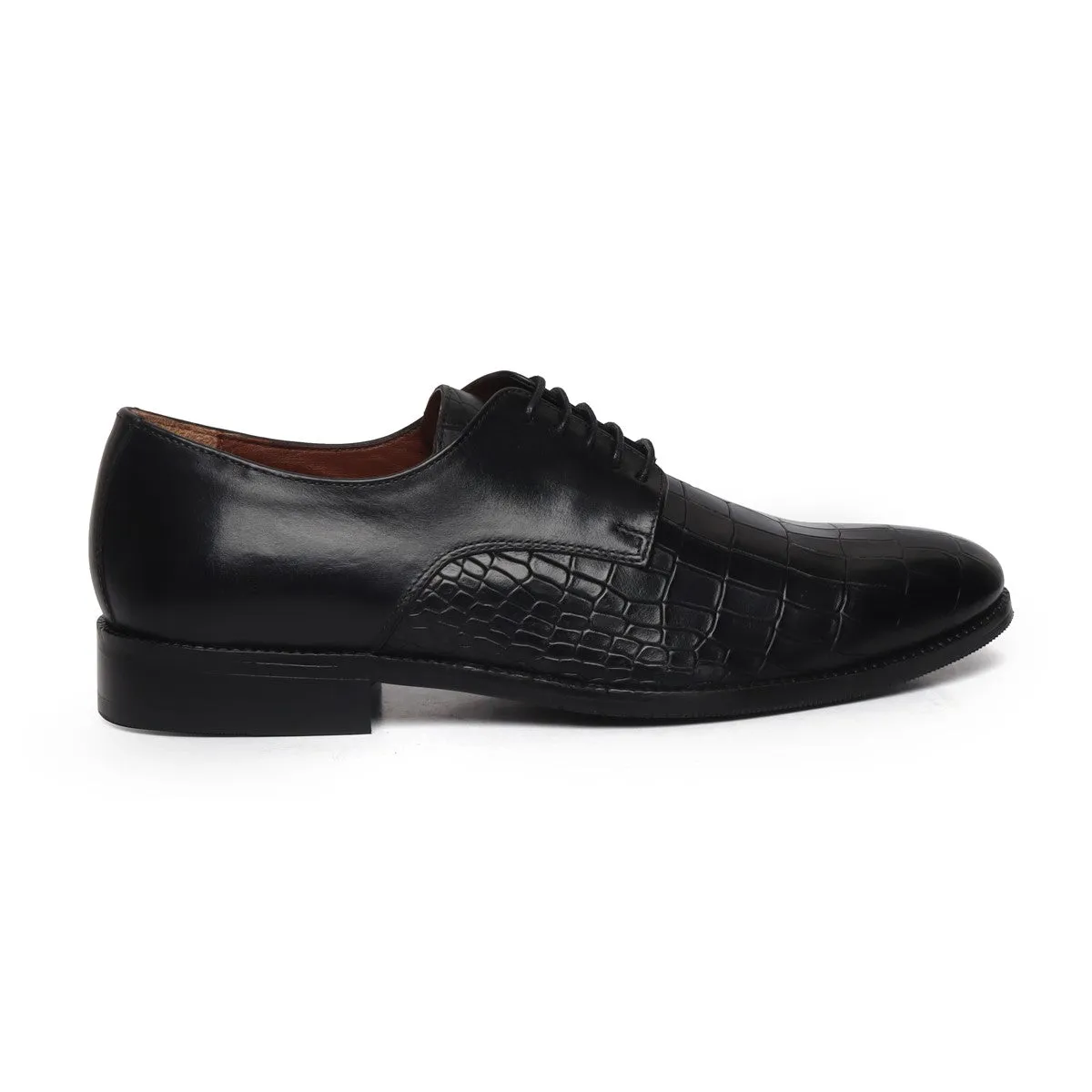 Black Deep Cut Leather Lace-Up Shoes by Brune & Bareskin