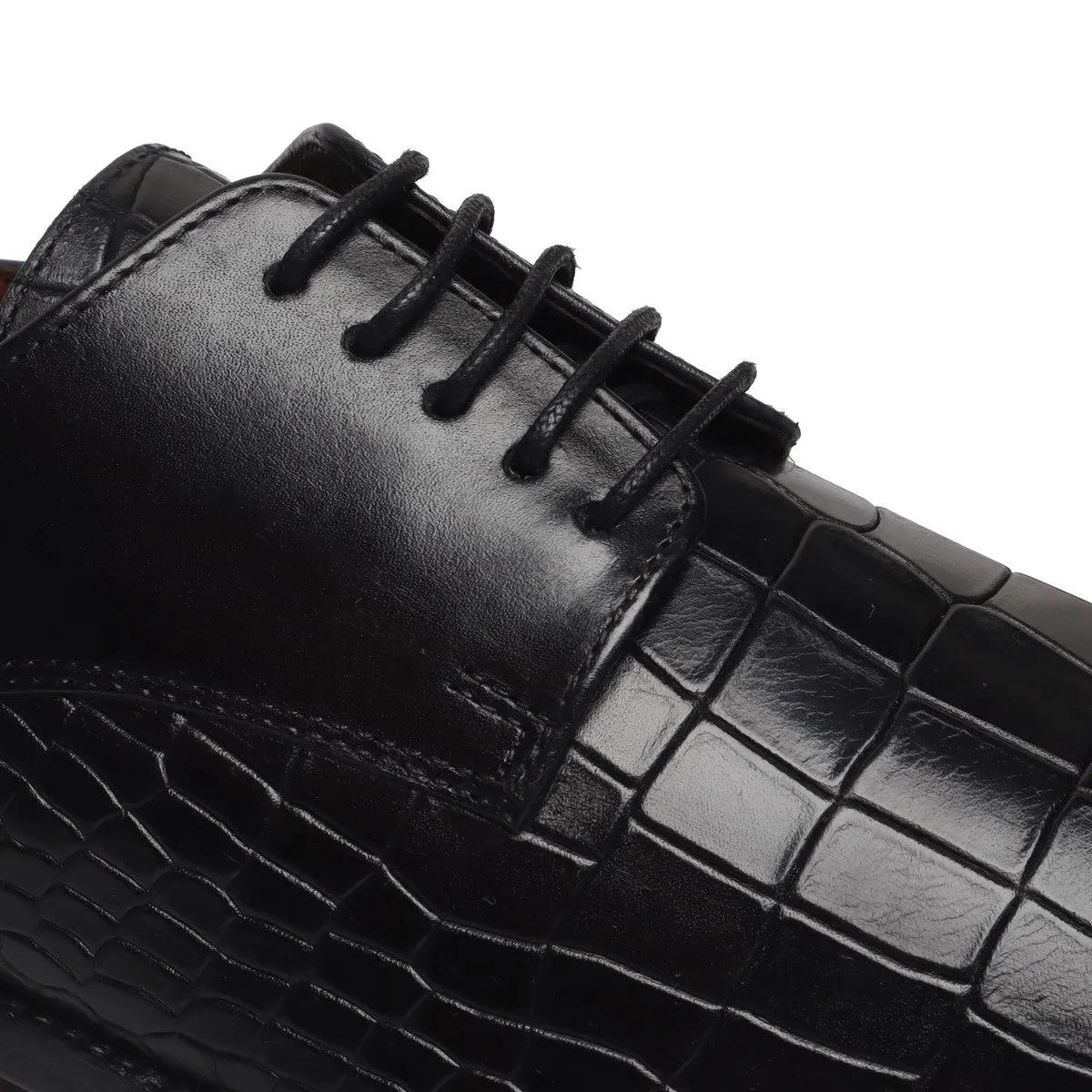 Black Deep Cut Leather Lace-Up Shoes by Brune & Bareskin