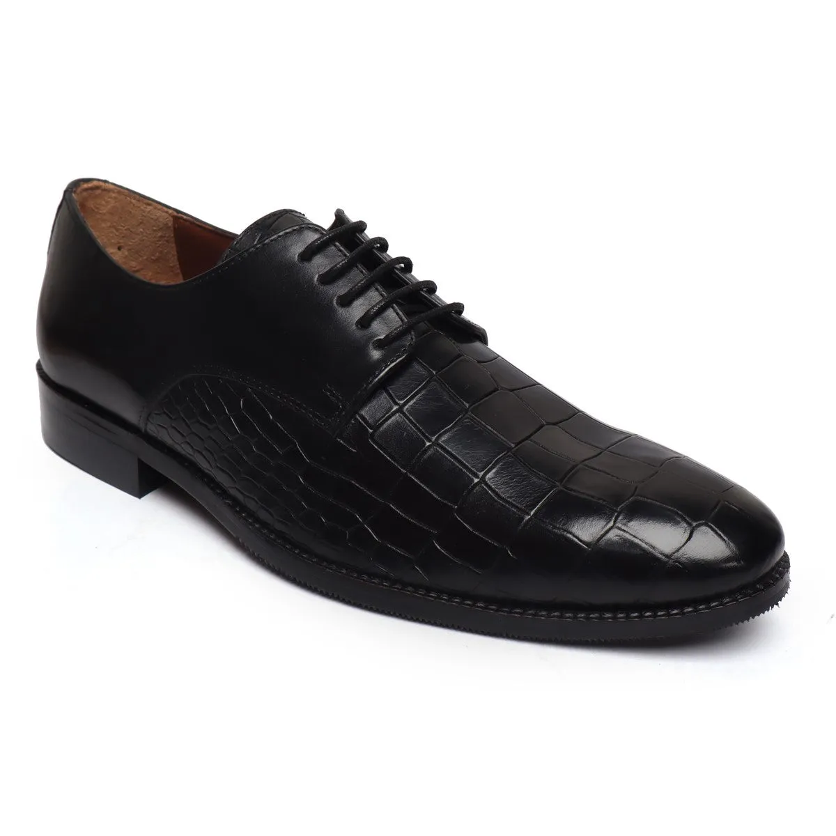 Black Deep Cut Leather Lace-Up Shoes by Brune & Bareskin