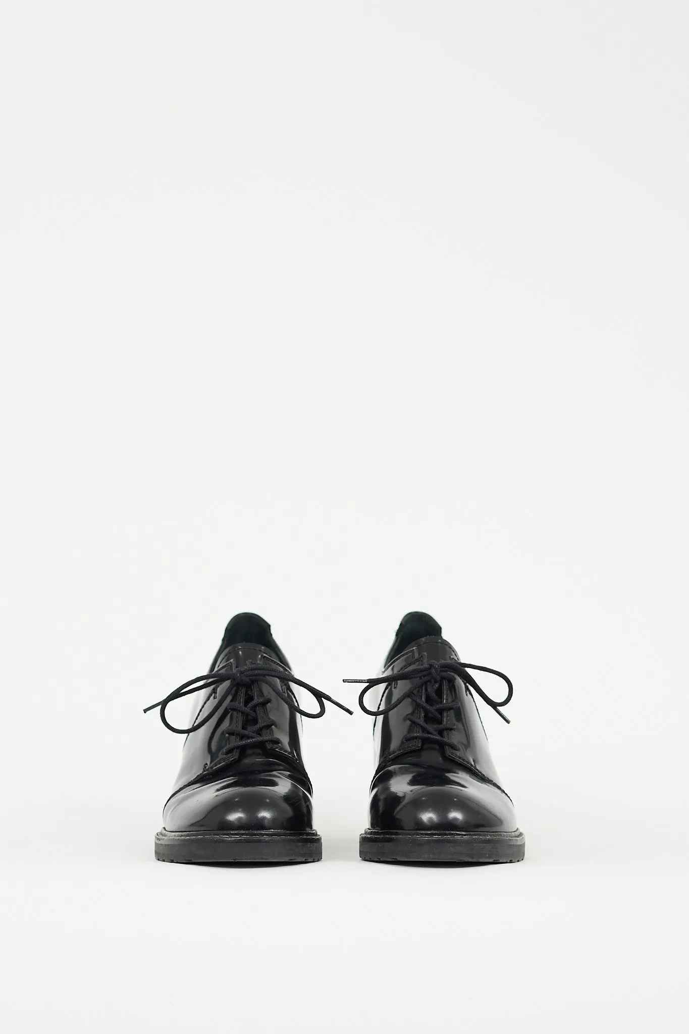 Black Leather Heeled Derby