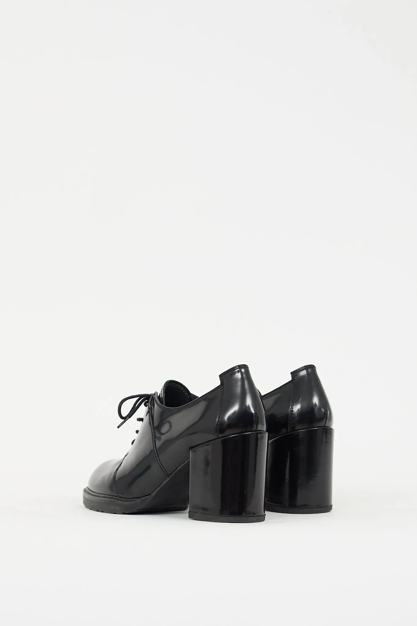 Black Leather Heeled Derby