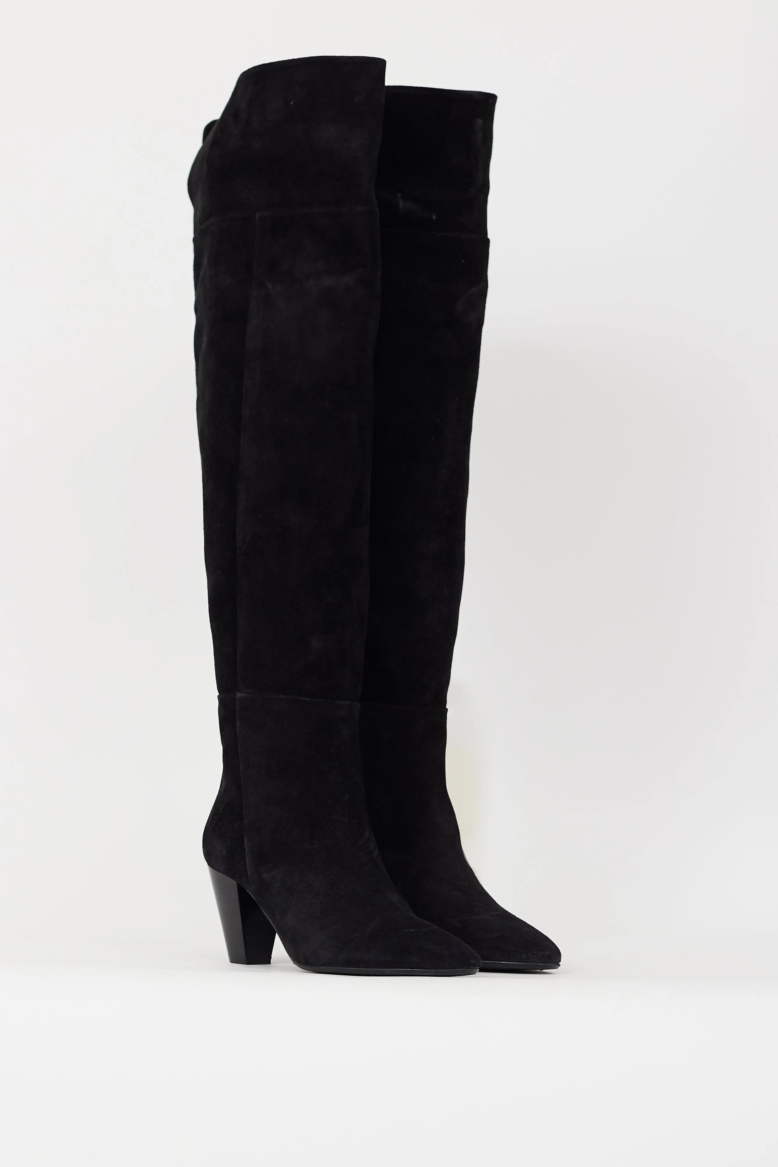 Black Suede Colette Thigh High Boot