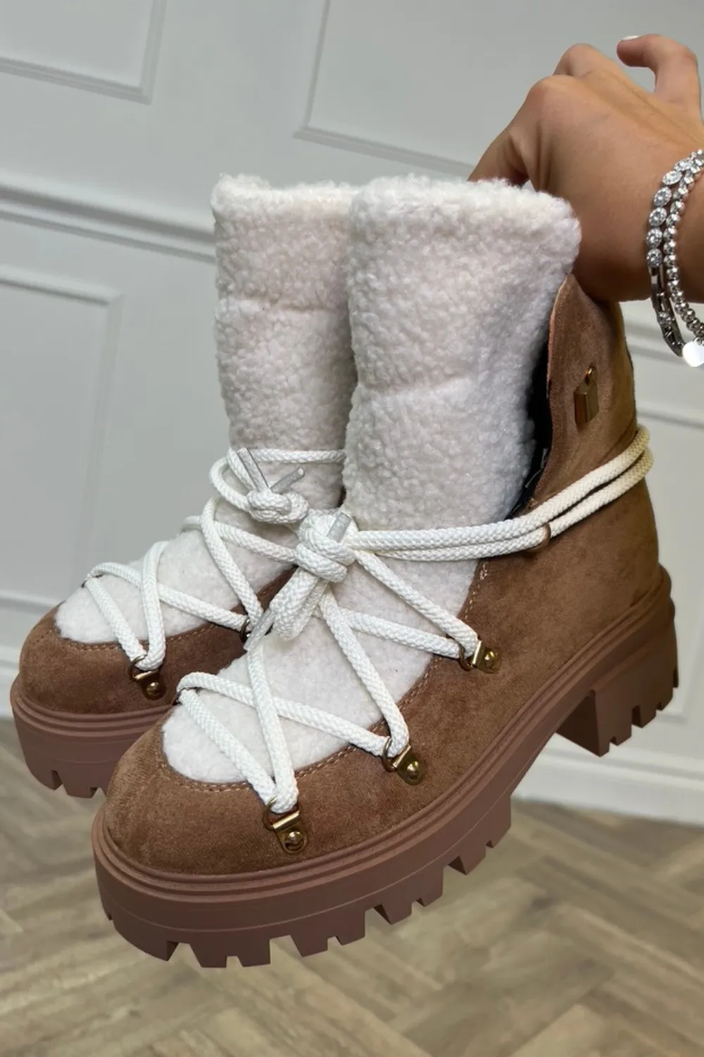 Blair camel shearling boots