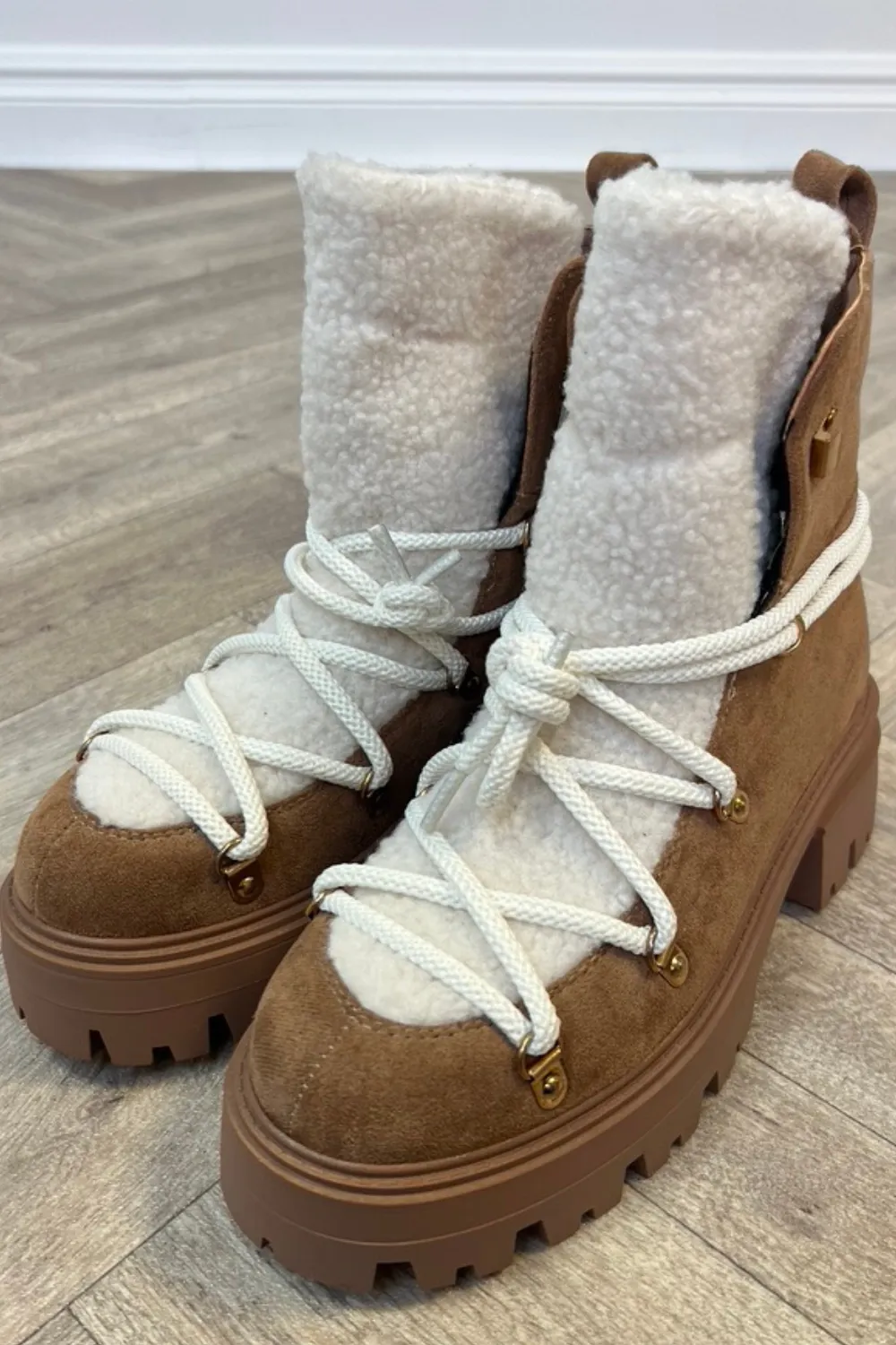 Blair camel shearling boots