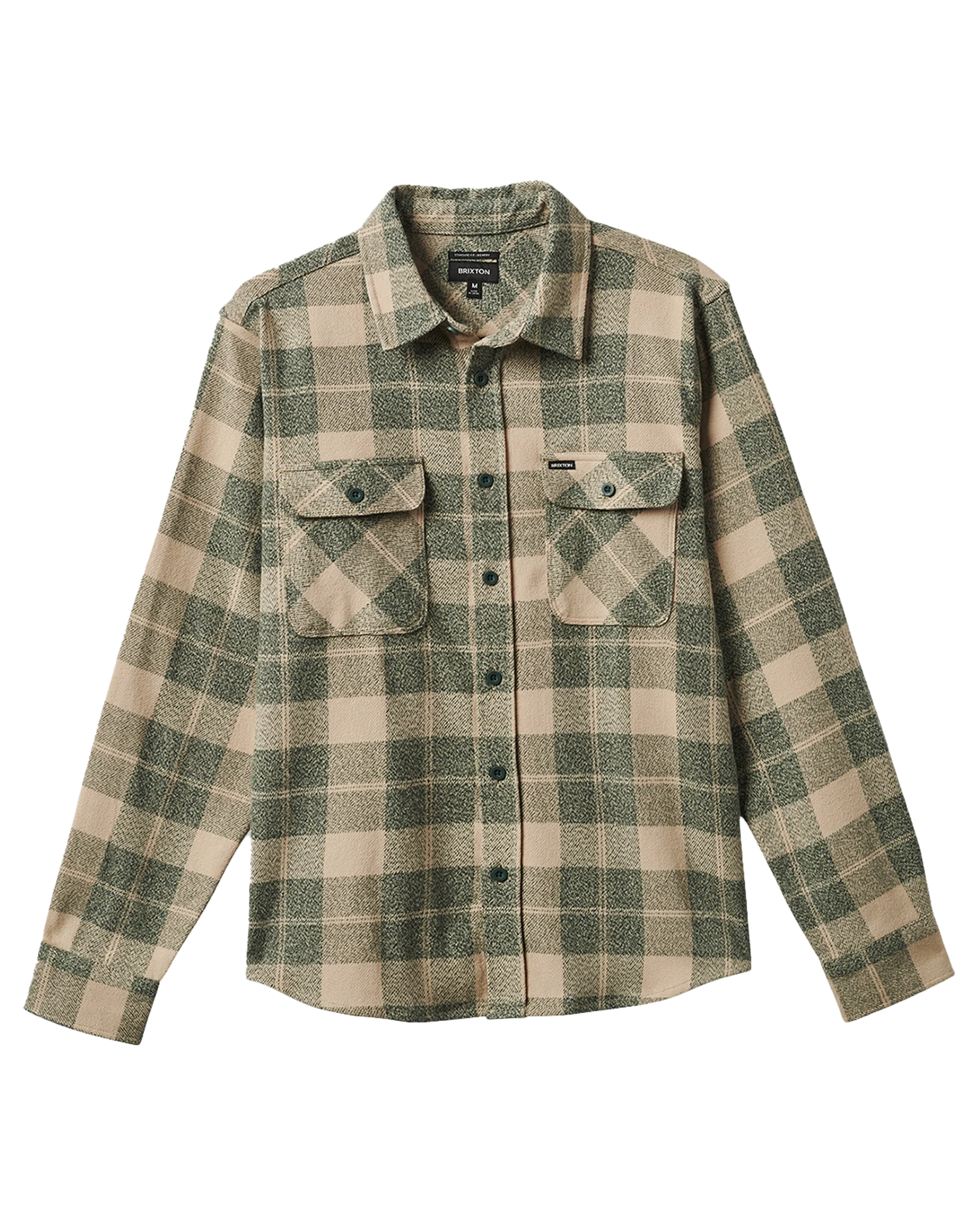 Bowery Stretch Flannel Shirt in Trekking Green & Oatmilk