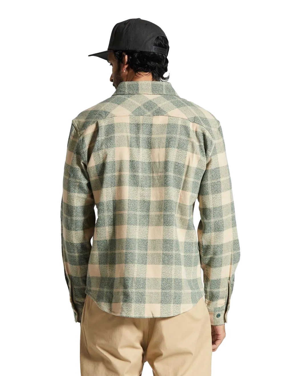 Bowery Stretch Flannel Shirt in Trekking Green & Oatmilk