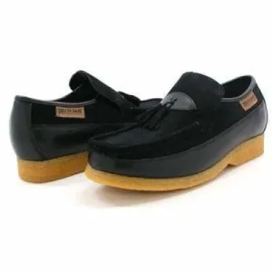 British Walkers King Men's Old School Black Suede Slip On Shoes