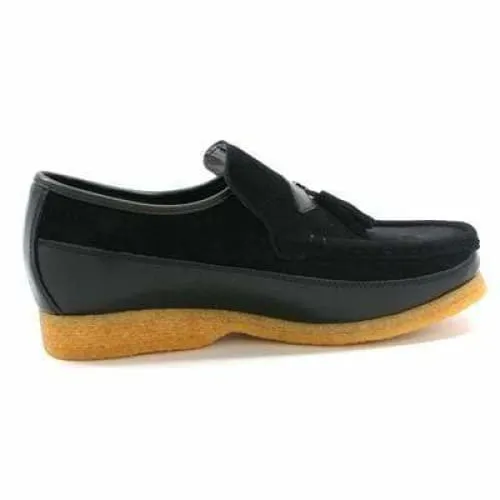 British Walkers King Men's Old School Black Suede Slip On Shoes