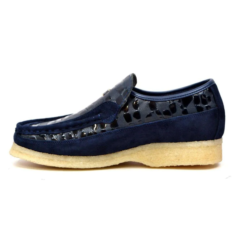 British Walkers Stone Pattern Men's Suede Crepe Sole Slip On Shoes