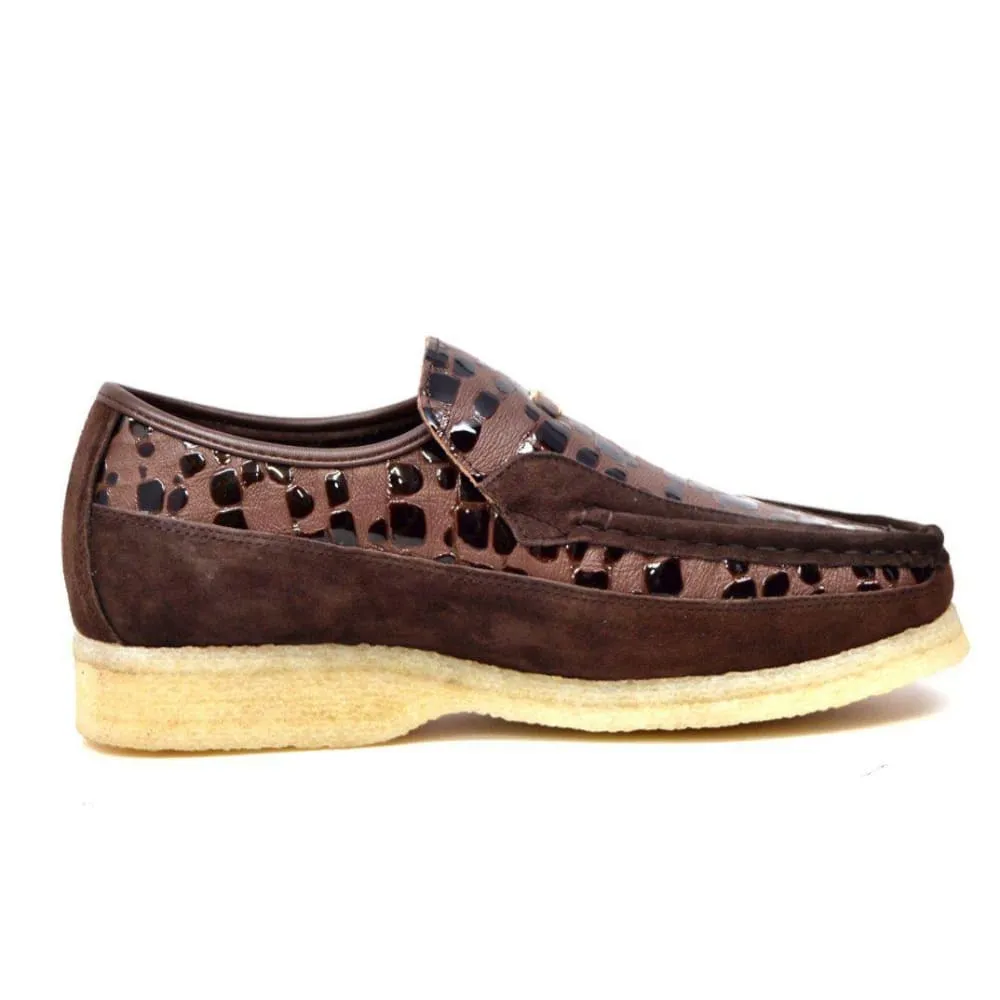 British Walkers Stone Pattern Men's Suede Crepe Sole Slip On Shoes