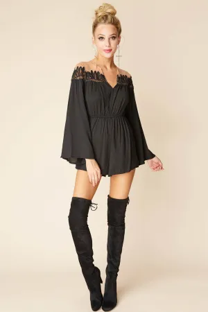 Brittany Bell Sleeve Romper Black