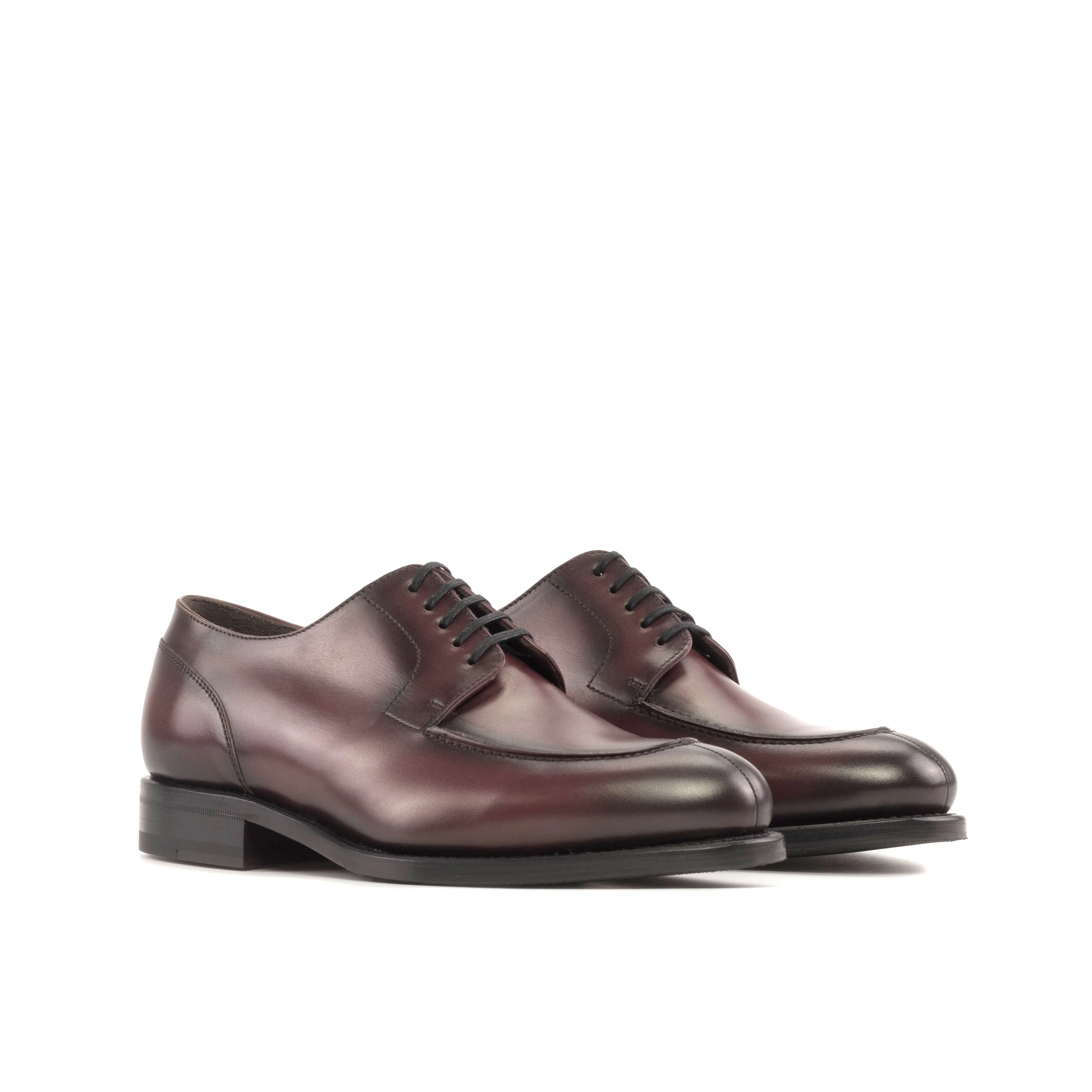 Burgundy Painted Calf Leather Split Toe Derby